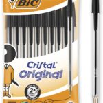 BLACK Bic Cristal Original Ballpoint Pens, Smudge-free with Medium Point (1.0 mm)  Pack of 10