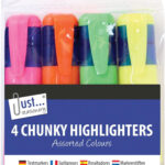 Just Stationery 4 Highlighters Assorted